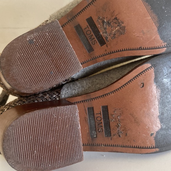 Tom's chunky heel grey and brown tone tweed shoe boots with fringe zipper detail - Picture 11 of 16